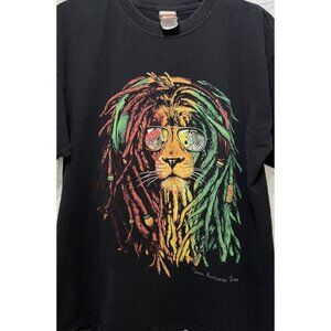 Reggae Lion Dreads Sunglasses San Antonio Zoo Black Tshirt Mens Size Large
